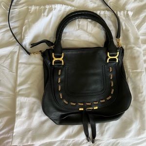 Chloe Limited Edition Large Marcie with black leather and gold blade /hardware.